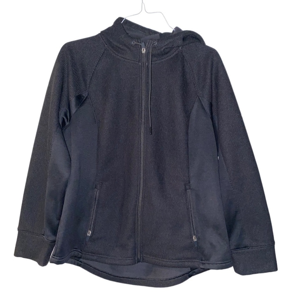 Swiss‎ Tech Hood Jacket Men XL 16/18 Long Sleeve Black Full Zip Drawstring